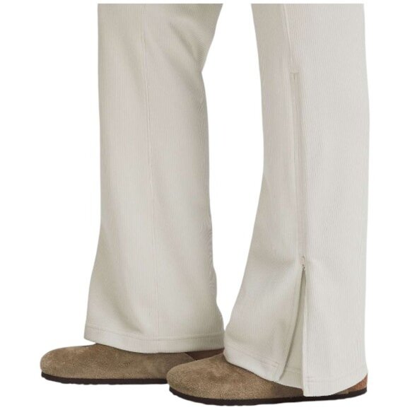 Lululemon Ribbed Softstreme Zip Flare Pants Bone Soft Knit High Rise Size 4 - Picture 5 of 13